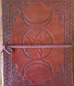 5" x 7" Triple Moon Pentagram leather blank book w/cord