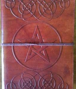 5" x 7" Pentagram leather blank book w/cord