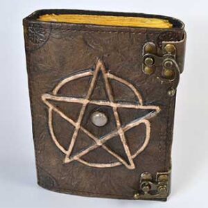 Pentagram W stone aged looking paper leather w/ latch