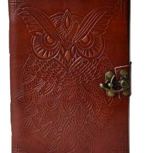 5" x 7" Owl leather blank book w/ latch