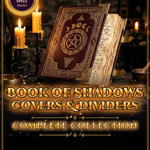 Book of Shadows Cover Pages & Section Dividers, 26 Printable Grimoire Pages, BOS Divider Tabs, Witch Binder Pages, Digital Download